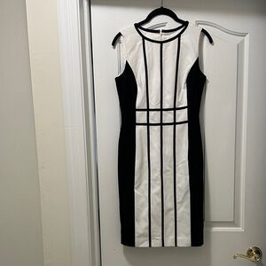 Calvin Klein Black and White Geometric  Dress
